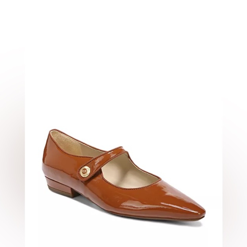 Sam Edelman Jene Copper Mary Jane Button Vamp Strap Pointed Toe Low Heel Flats